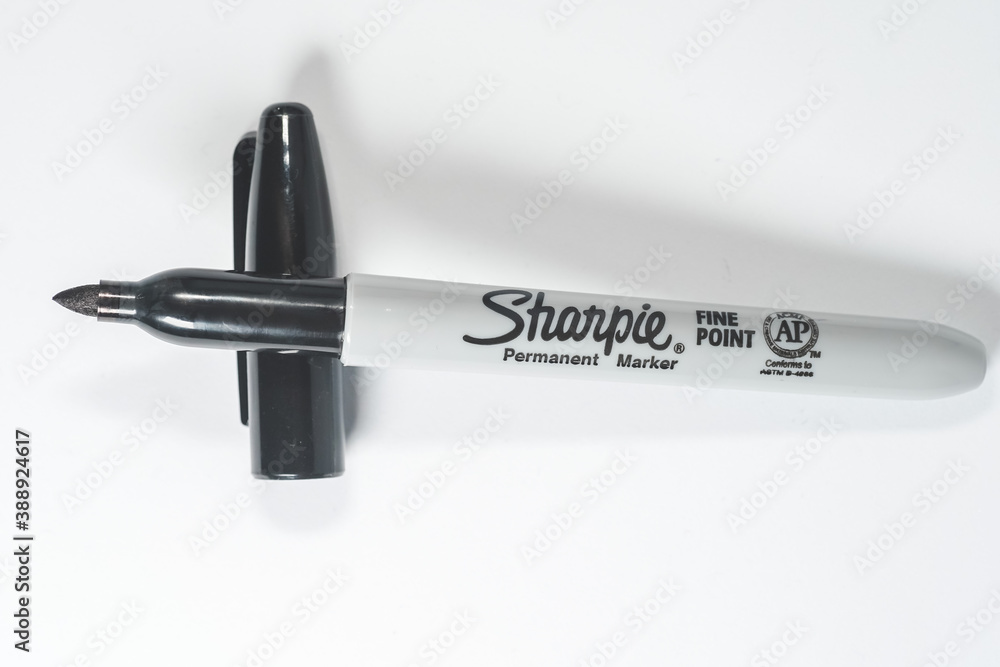 SHARPIE” permanent marker pen isolated against white Stock Photo