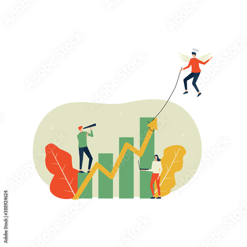 Business growth with angel investor flat illustration