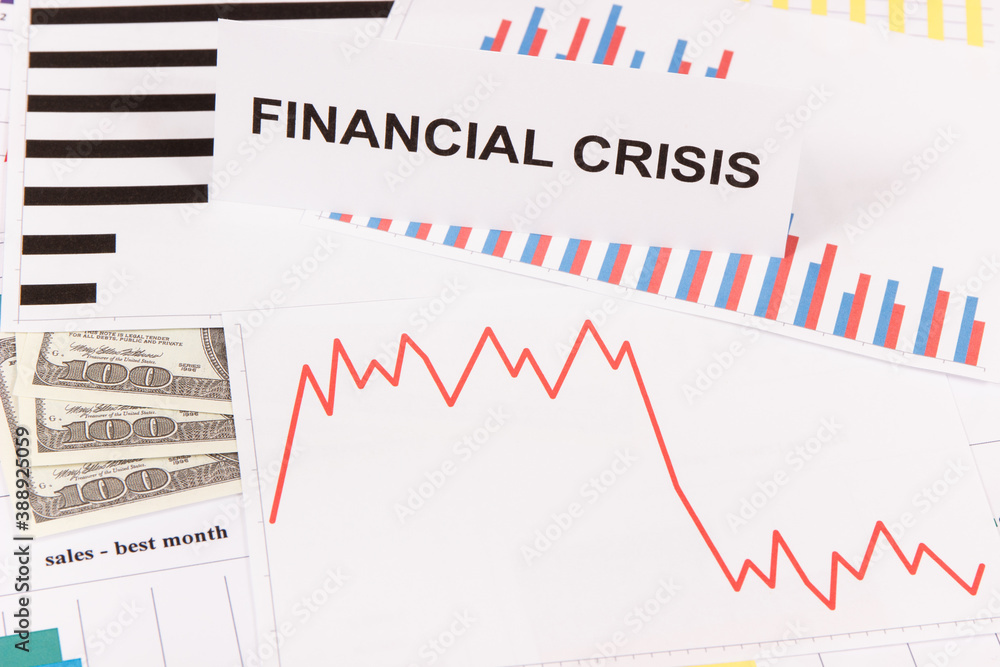 Currencies dollar and downward graphs representing financial crisis caused by coronavirus. Risk of recession around world. Covid-19 Currencies dollar and downward graphs representing financial crisis caused by coronavirus. Risk of recession around world. Covid-19