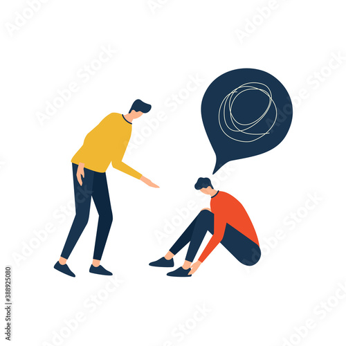 Man help his friend in depression