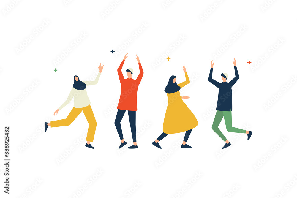Moslem peoples happy jumping Moslem peoples happy jumping