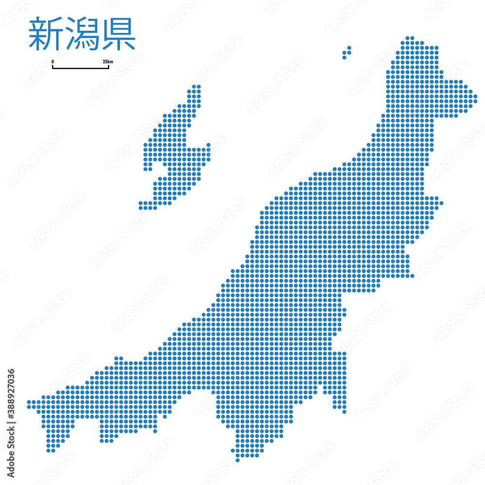 新潟県の詳細地図中部地方 都道府県別ドット表現の地図のイラスト ベクターデータjapan Prefecture Map Stock Vector Adobe Stock