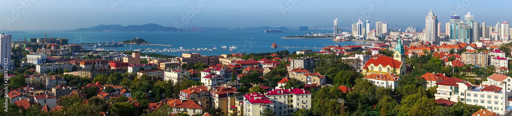 Qingdao's beautiful coastline and architectural landscape of the old city