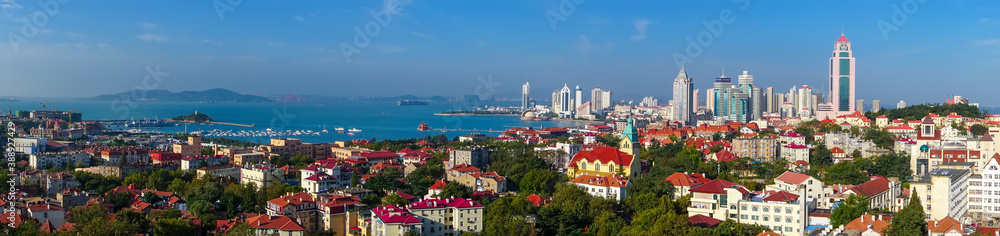 Qingdao's beautiful coastline and architectural landscape of the old city