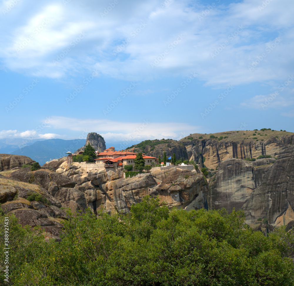 Meteora, huge rocks that have Christian monasteries on them, Greece.