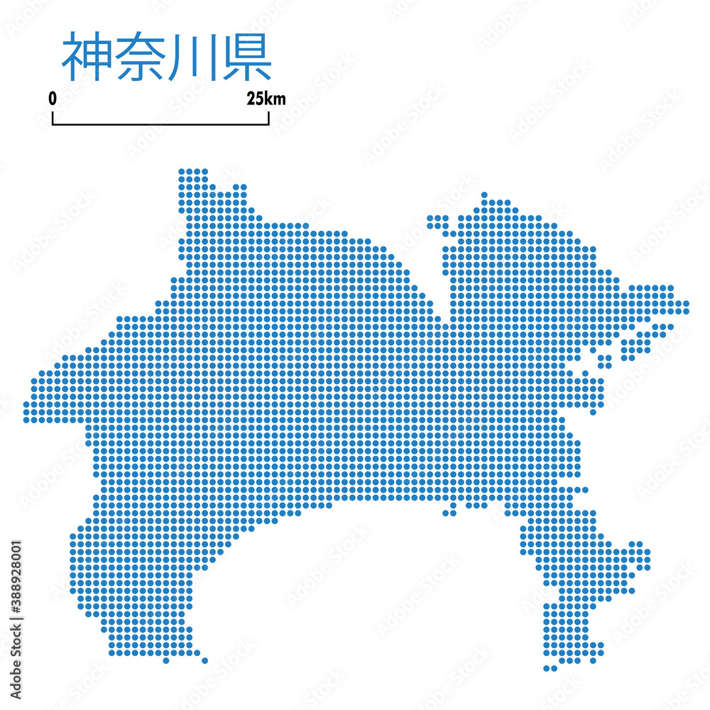 神奈川県の詳細地図関東地方 都道府県別ドット表現の地図のイラスト ベクターデータjapan Prefecture Map Stock Vector Adobe Stock