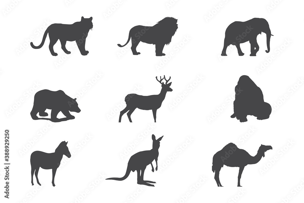 Obraz premium set of wild animals vector silhouette