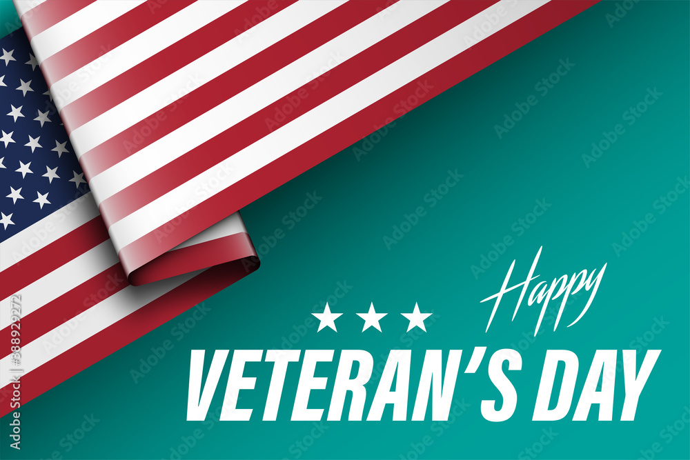 Φωτογραφία United States Veterans Day celebrate banner with waving american national flag a