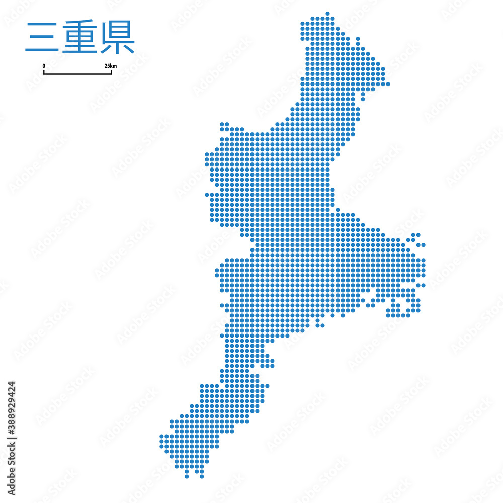 三重県の詳細地図近畿地方 都道府県別ドット表現の地図のイラスト ベクターデータjapan Prefecture Map Stock Vector Adobe Stock