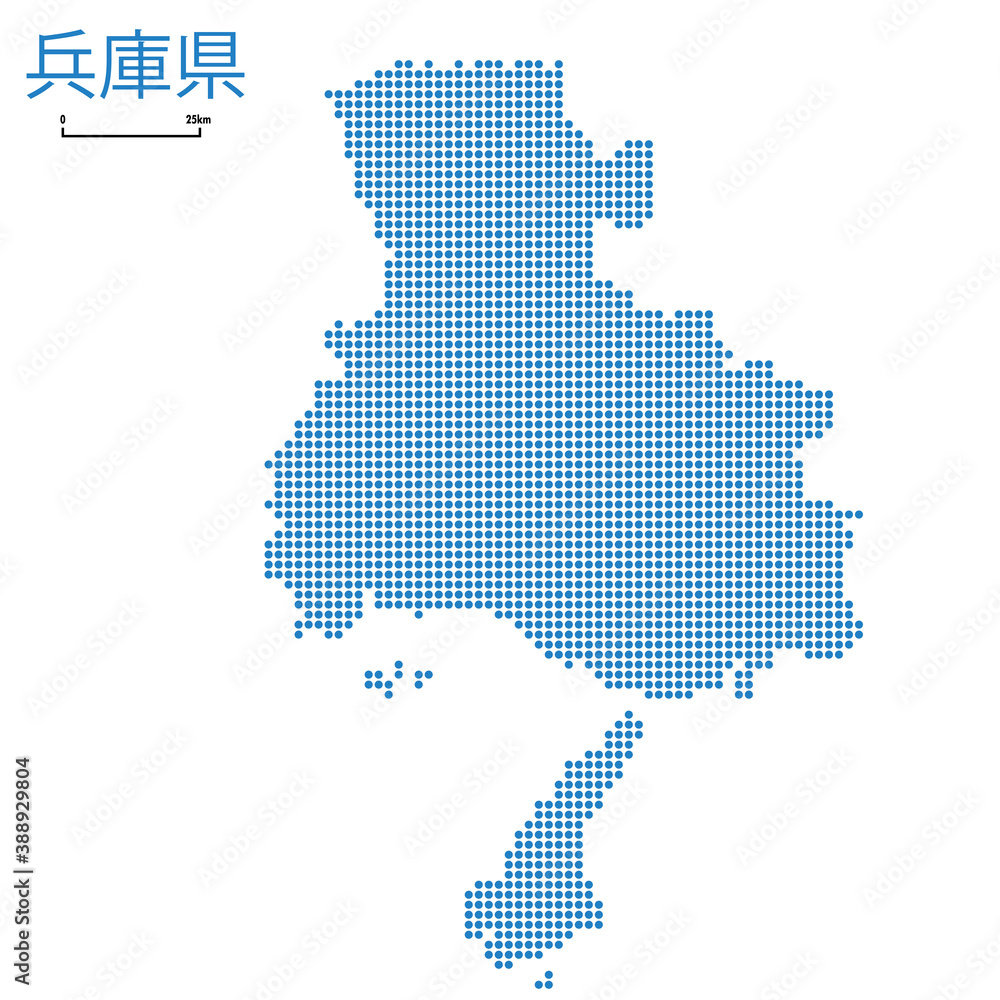兵庫県の詳細地図近畿地方 都道府県別ドット表現の地図のイラスト ベクターデータjapan Prefecture Map Vector De Stock Adobe Stock