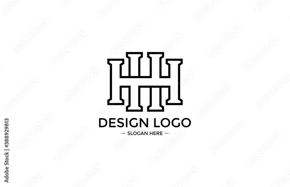 Alphabet Letter HH Monogram Linked Logotype