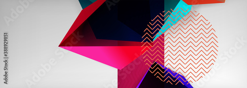 Low poly 3d geometric shapes, minimal abstract background. Vector illustrations for covers, banners, flyers and posters and other