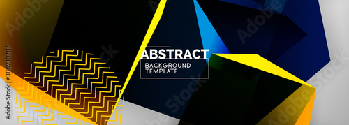 Low poly 3d geometric shapes, minimal abstract background. Vector illustrations for covers, banners, flyers and posters and other