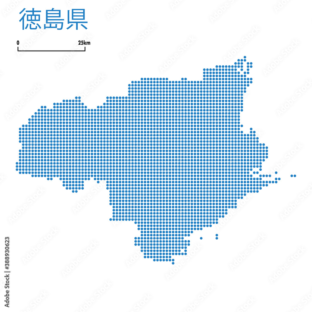 徳島県の詳細地図四国地方 都道府県別ドット表現の地図のイラスト ベクターデータjapan Prefecture Map Stock Vector Adobe Stock