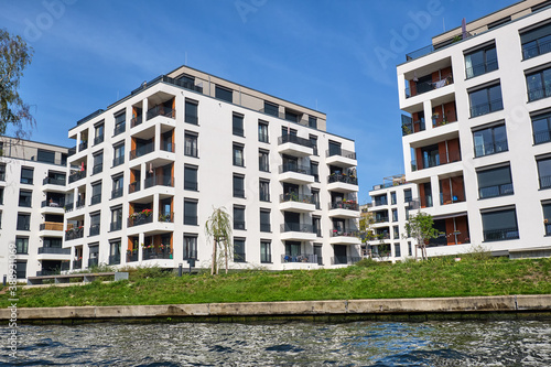 New apartment buildings at the river Spree in Berlin, Germany
