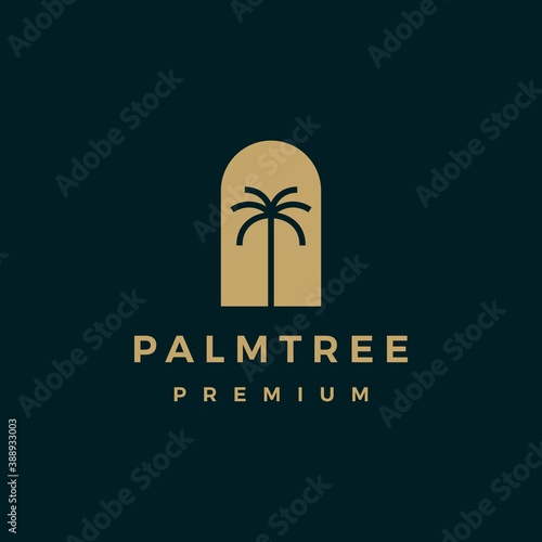 palm tree gold logo vector icon illustration