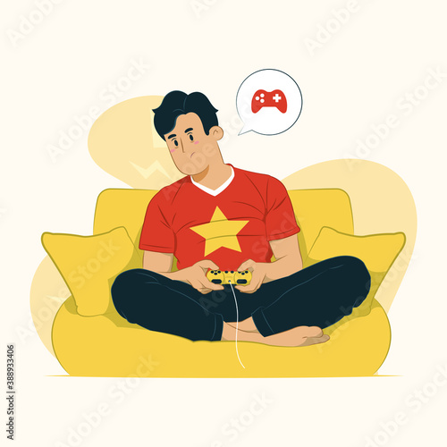 Games addiction concept illustration