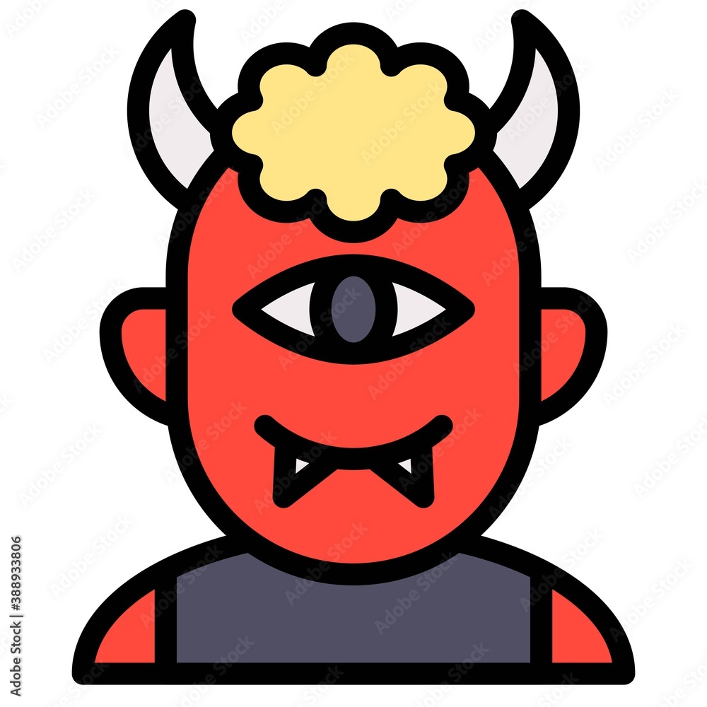 Cyclops avatar, Halloween costume vector illustration Cyclops avatar, Halloween costume vector illustration