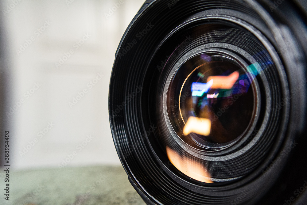 Camera lens with lense reflections. Camera lens with lense reflections.