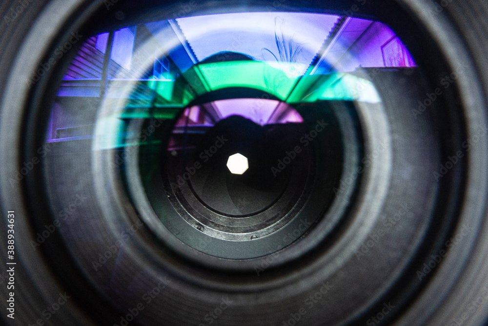 Camera lens with lense reflections. Camera lens with lense reflections.
