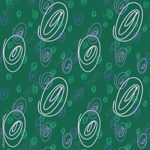 Doodle handwritten circles on a green background. Suitable for Wallpaper, textiles and other materials.