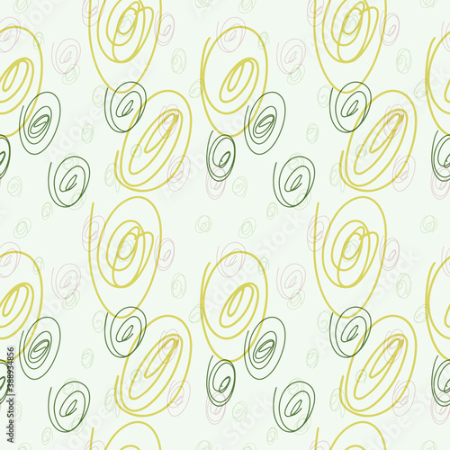 Doodle handwritten circles on a green background. Suitable for Wallpaper, textiles and other materials.