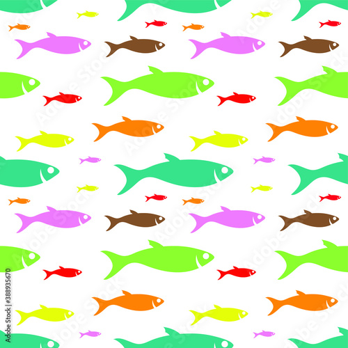 Seamless pattern with fish, Vector texture illustration.