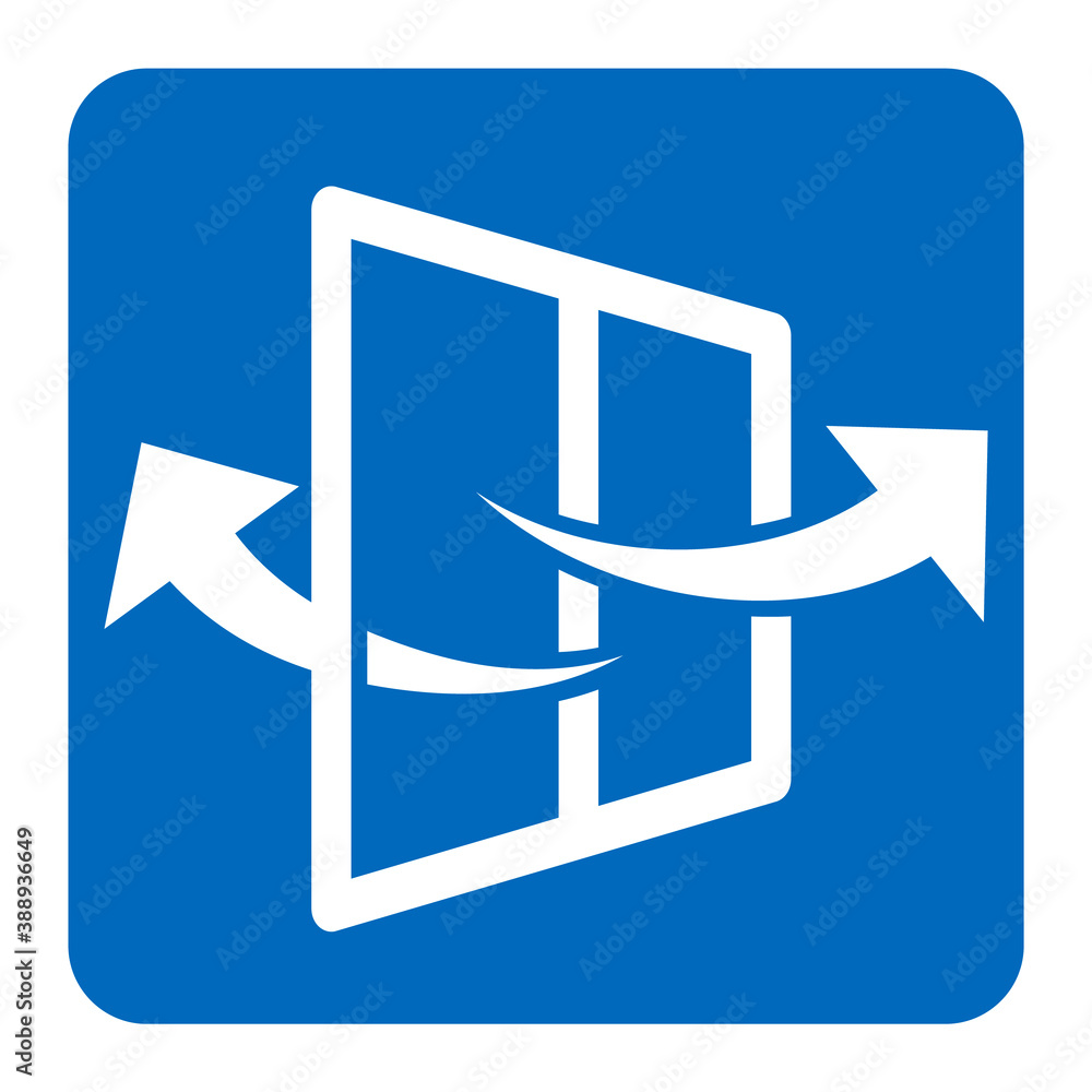 コロナウイルス感染対策 窓換気白抜き角丸四角青色アイコン 白背景 Vector De Stock Adobe Stock