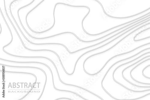 Geometric cut paper white background, topography map concept. Vector illustration