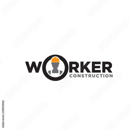 worker construction logo designs vector for company logo