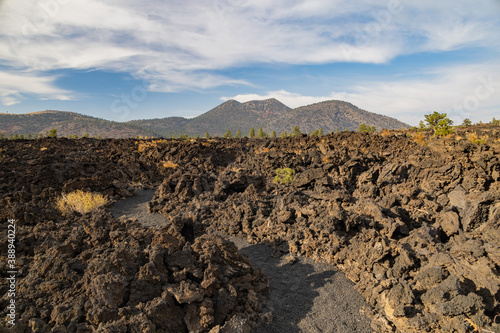 Special lava landscape of lava flow in Sunset Crater Volcano
