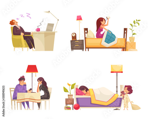 Sleep Time Concept Icons Set
