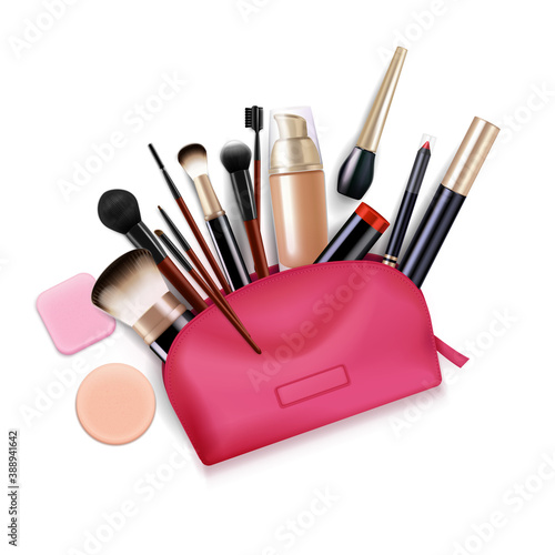 Realistic Cosmetics Bag Composition