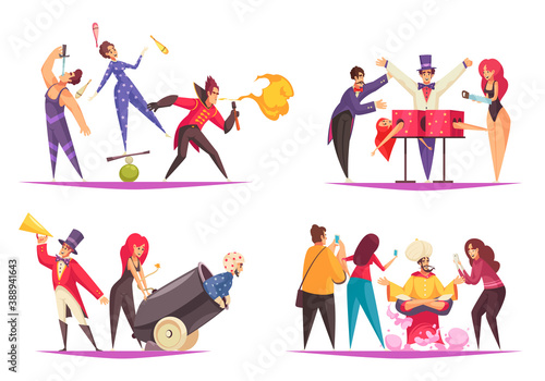 Circus Cartoon Compositions Set