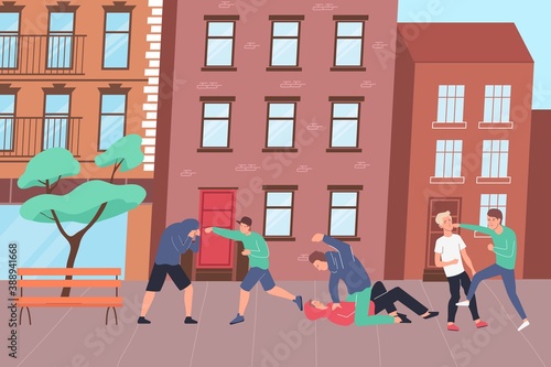 Street Fight Flat Composition