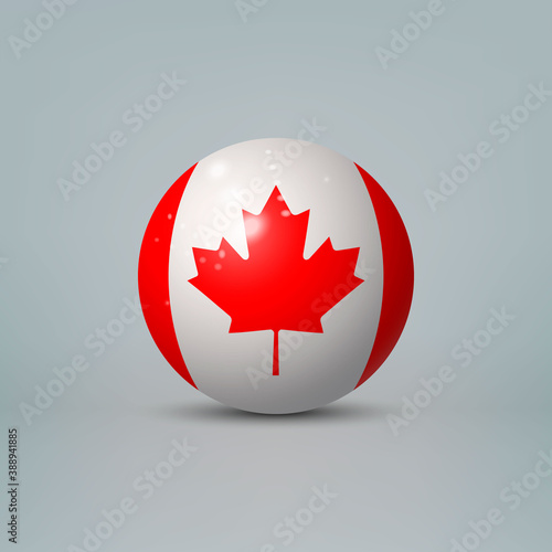 3d realistic glossy plastic ball or sphere with flag of Canada