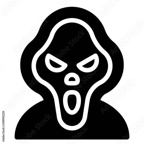 Masked murderer avatar, Halloween costume vector icon