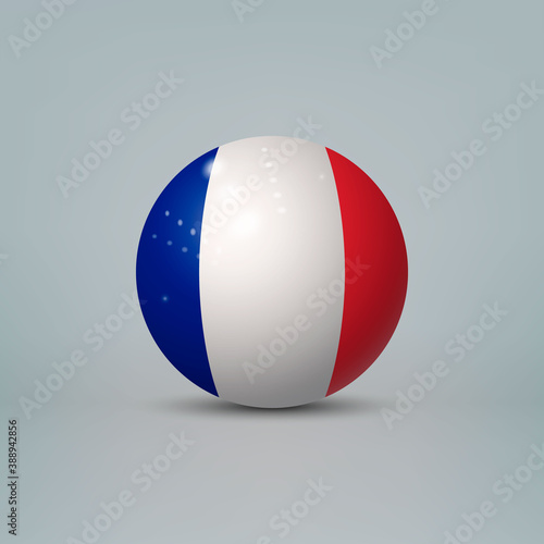 3d realistic glossy plastic ball or sphere with flag of France