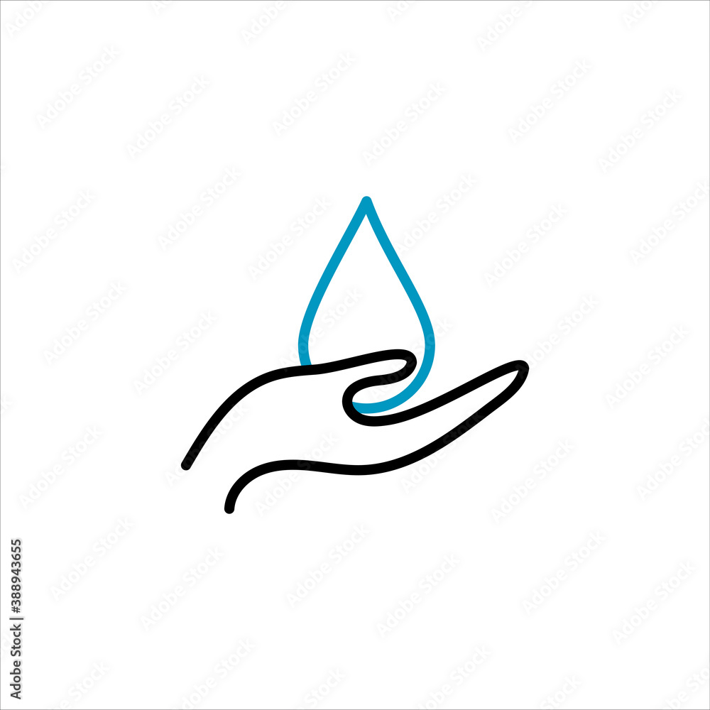 Water drop in hands isolated icon. Saving nature. Vector illustration. Water drop in hands isolated icon. Saving nature. Vector illustration.