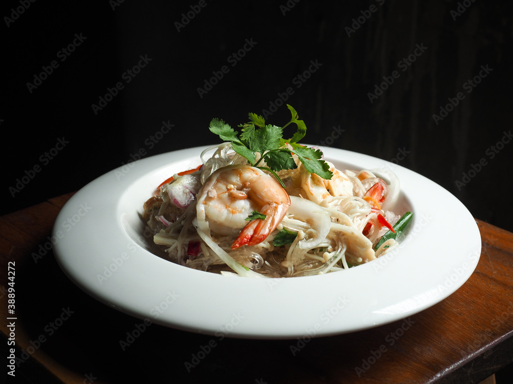 Thai spicy and sour glass noodle salad with prawn Thai spicy and sour glass noodle salad with prawn