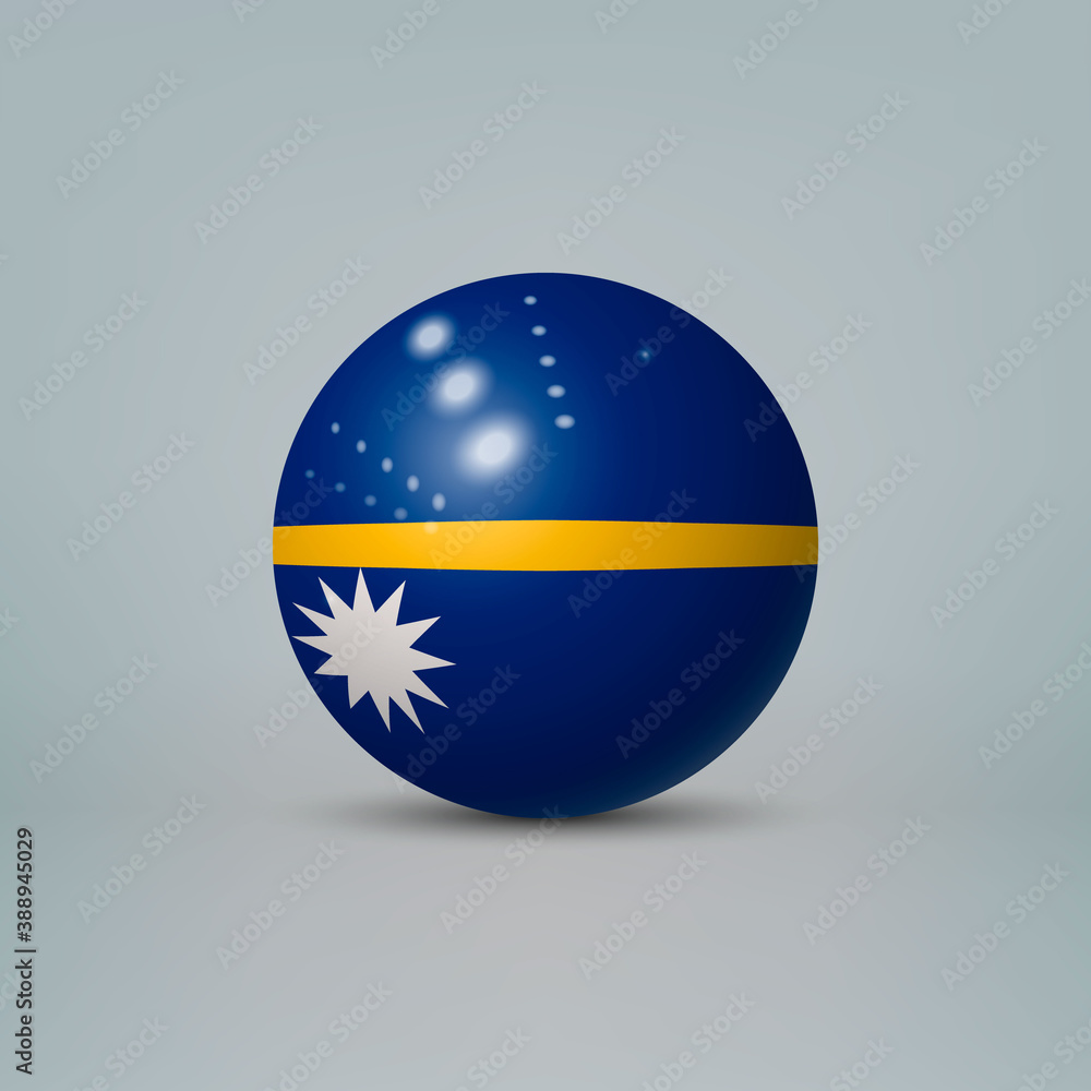 3d realistic glossy plastic ball or sphere with flag of Nauru