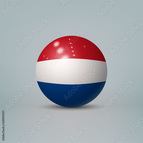 3d realistic glossy plastic ball or sphere with flag of Netherlands