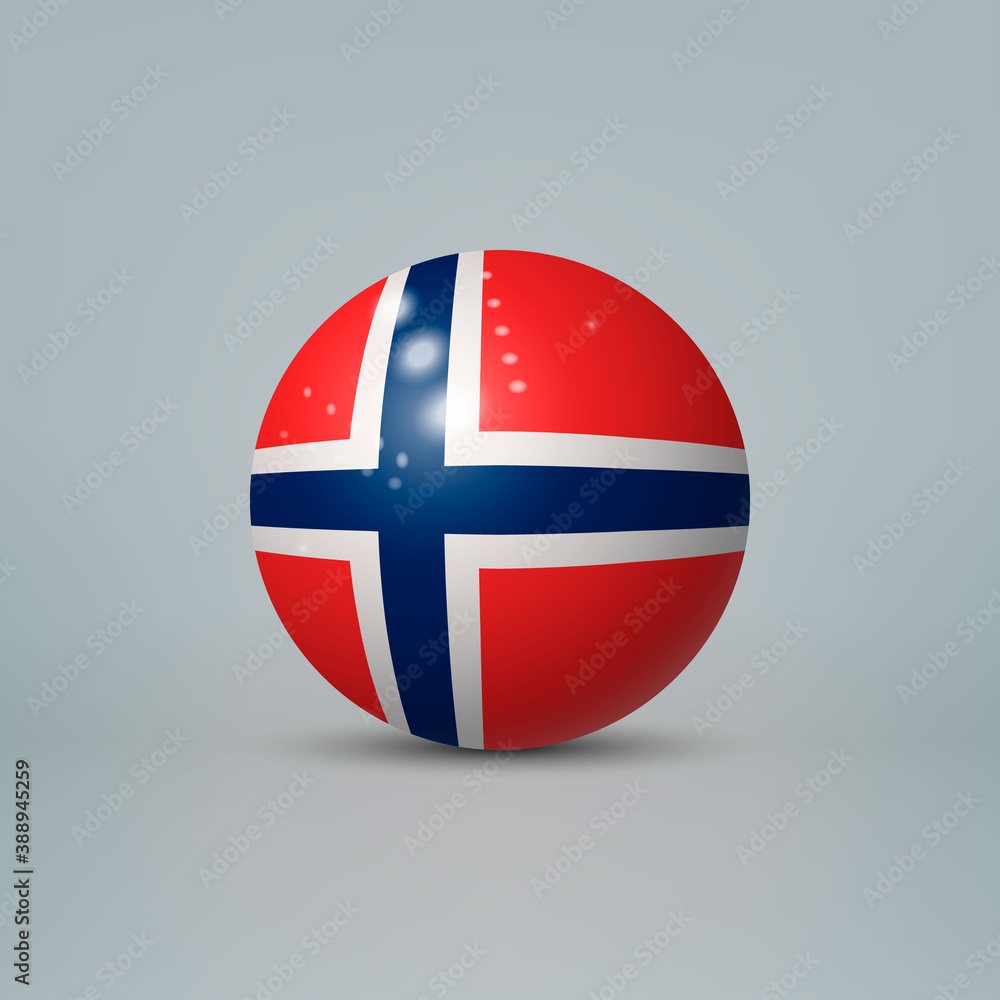 Obraz premium 3d realistic glossy plastic ball or sphere with flag of Norway