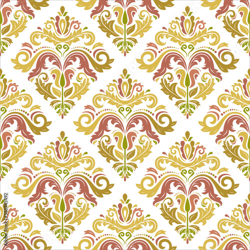 Classic seamless pattern. Damask orient colorful ornament. Classic vintage background. Orient ornament for fabric  wallpaper and packaging