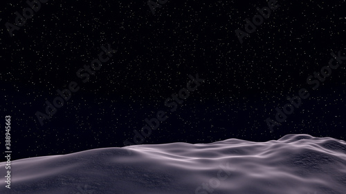 mit Schnee und Eis bedeckter Berg bei Nacht, im Hintergrund wolkenloser Sternenhimmel photo