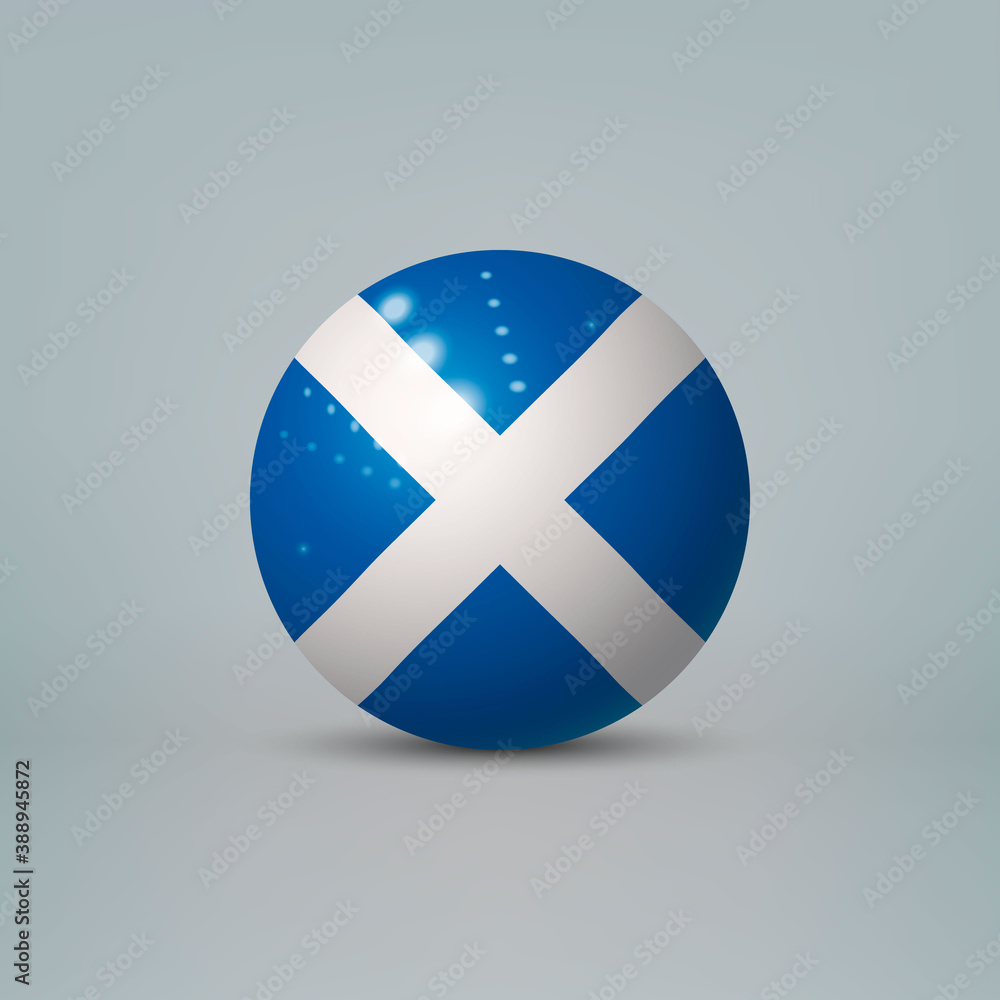 Obraz premium 3d realistic glossy plastic ball or sphere with flag of Scotland
