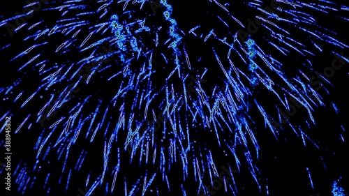 Abstract Blue Firework Background on Black