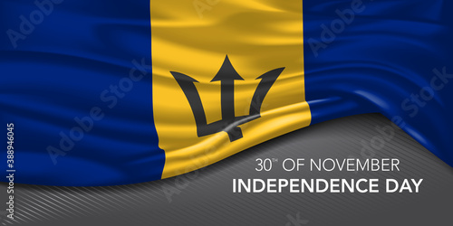 Barbados happy independence day greeting card, banner with template text vector illustration