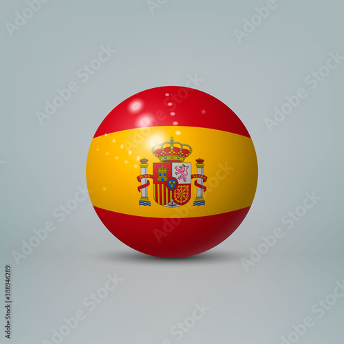 3d realistic glossy plastic ball or sphere with flag of Spain