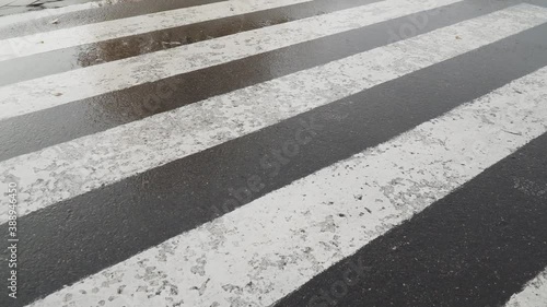 Pedestrian crossing after rain